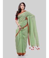 DESH BIDESH Women`s Handloom Pure Cotton Saree Abhiprithi Royal Design Without Blouse Piece(Green)